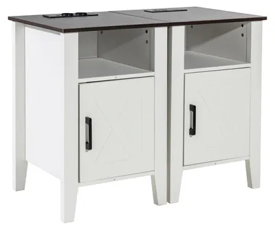 Beistelltisch 2er-Set mit USB, 3-stufig, Weiß