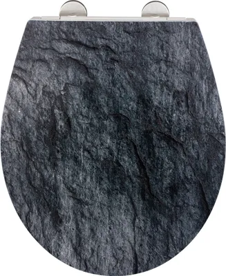 Zdjęcie produktu dla Deska sedesowa WENKO Premium Slate Rock z reliefem Nietłukący mechanizm cichego zamykania Toaleta WC dla gości