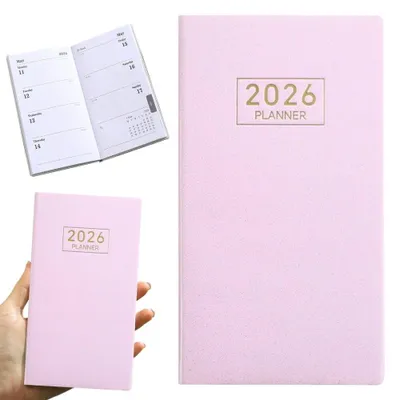 Produktbild von Terminkalender 2026 A6 - 128 Seiten - 12-Monats-Kalender - Jahresplaner und Organizer - Tagesplaner für Arbeit, Studium und Zuhause - Sternenrosa