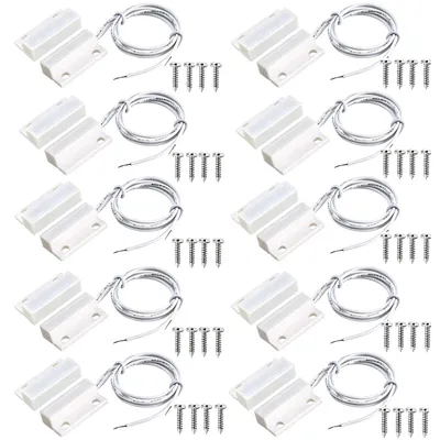 Image de 10 paires de capteurs de porte/fenêtre filaires, contact magnétique