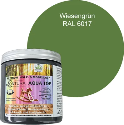Produktbild von Contura 250ml. Möbellack Lack für Kinderspielzeug Buntlack DIN EN71/3 Buntlack Holzlack - RAL 6017 Wiesengrün