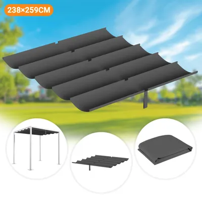 Obrázek produktu pro Ikodm Náhradní střecha pro altán 238 x 259 cm, tmavě šedá, střešní plachta z polyesteru s PA povlakem, odolná proti UV záření, náhradní střecha pro altán do zahrady a na terasu