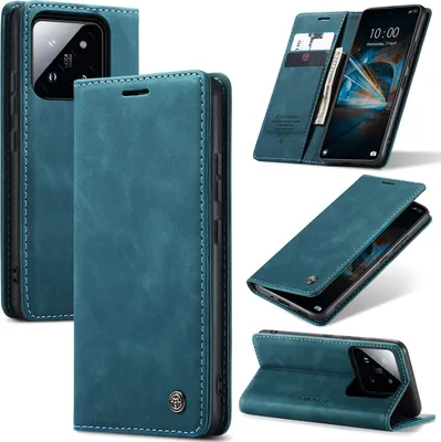 Image de Xiaomi 14 Case, RetroPolyuréthaneLeather Case with Stand Function for Xiaomi 14 blue