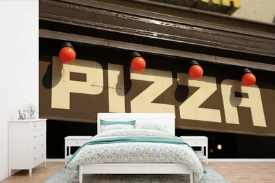 Produktbild von MuchoWow® Fototapete für Wohnzimmer oder Schlafzimmer Wandtapete Vinyl Motivtapete Pizzarestaurant-Schild - 390x260 cm - Papiertapete