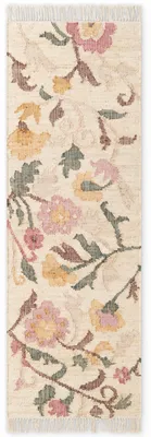 Image de Tapis Kelim violet en jute et coton, fait à la main, couleur crème
