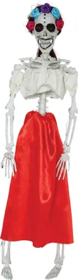 Produktbild von Skelett Tag Der Toten Dekoration Bunte Blumen Kranz Halloween Feier Skull, Farbe: Rot / Weiß