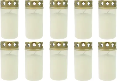 Produktbild von 10x Grablicht Dauerbrenner Nr.3 Weiss mit Golddeckel - Lange Brenndauer für besinnliche Momente, ideal für Gedenkstätten
