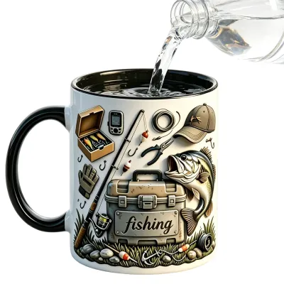 Immagine prodotto di Tazza da caffè per pescatori - Bicchieri in Vetroceramica per la casa e l'ufficio, colore nero