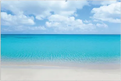 Produktbild von Wallario Wandbild Sandstrand und blaues Meer, Größe: 61 x 91,5 cm, Poster mit rahmenlosen Bildhalter