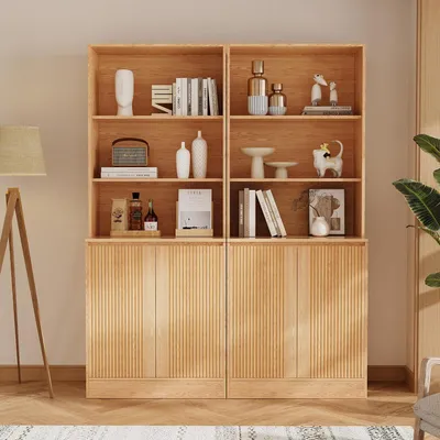 Produktbild von Bücherregal 6-stöckig mit 2 Türen 180 cm MDF, Holzoptik