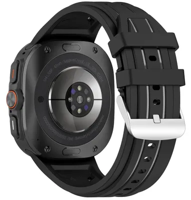 Image de Bracelet pour Samsung Galaxy Watch Ultra 47mm, Boucle Classique Longueur Ajustable Silicone Souple Noir