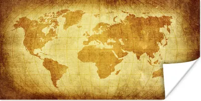 Produktbild von MuchoWow® Poster Weltkarte - Vintage - Braun 160x80 cm - Foto Poster