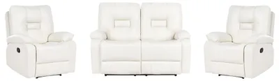 Zdjęcie produktu dla BELIANI Zestaw wypoczynkowy biały  sofa 2-osobowa 2 fotele z funkcją relaks komplet rozkładany salon duży pokój