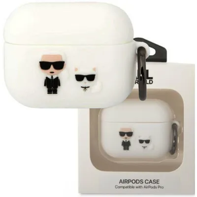 Produktbild von Karl Lagerfeld Klacapsilkcw Airpods Pro Abdeckung Biały/Weiss Silikon Karl & Choupette