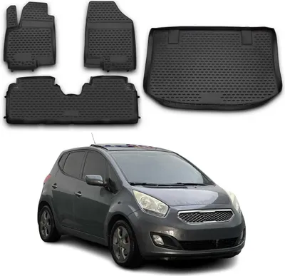 Produktbild von Fußmatten & Kofferraumwanne Set für Kia Venga 2010-2025 Schragheck Gummi 3D TPE