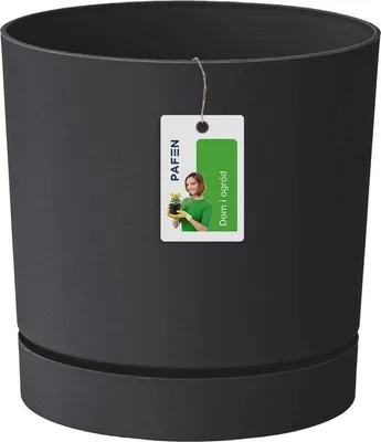 Image de Pot de fleurs en céramique avec support - 23,2 x 24 cm - Gris