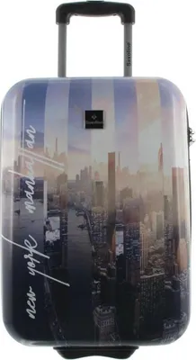 Produktbild von Saxoline Koffer, Größe S (ca. 35x52x20 cm), Spinner, Zahlenschloss, Motiv New York-Manhattan, ABS/Polycarbonat, IATA-Bordgepäck, Ineinander stapelbar, Austauschbare Ersatzteile