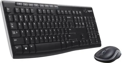 Zdjęcie produktu dla Klawiatura i Mysz Bezprzewodowa Logitech MK270 AZERTY Czarna, Zasięg 10m, Nano-odbiornik, Kompatybilna z Windows