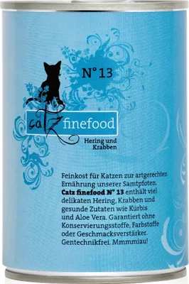 Produktbild von Catz finefood N° 13 - Hering & Shrimps, Adult, jede Rasse, Hering, Garnelen, 400 g, Ohne künstliche Farbstoffe