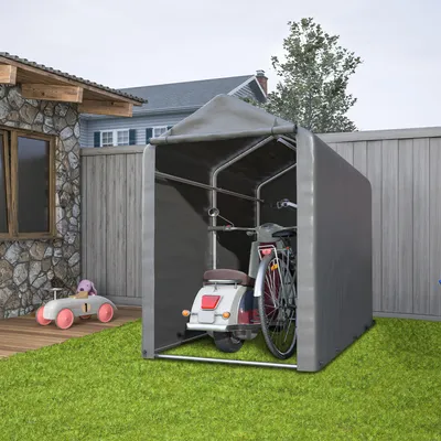 Produktbild von GIHAUVIA Geräteschuppen Fahrradgarage Wetterfest Gerätehaus Carport Zelt Mit UV Schutz Fahrradschuppen 100x187x160cm