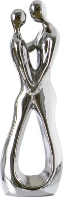 Produktbild von Gilde Francis, Figur, Paar, "Liebesblick", Keramik, silberfarben, VE 2, L. 6.5 cm, B. 10 cm, H. 31 cm 30446 4009079304466