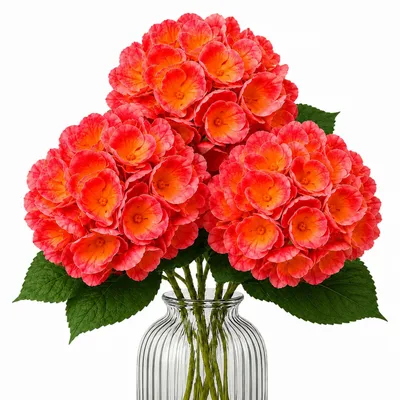 Produktbild von G.blümt Künstliche Hortensien 64 cm lang, Kunstblumen Real Touch wie echt, Orange 3 Stück