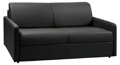 Produktbild von 3-Sitzer-Schlafsofa Express in schwarzem Kunstleder mit Sitz aus Memory-Schaum - Schlaffläche mit breiten Latten 140 cm - Matratze 18 cm CALIFE