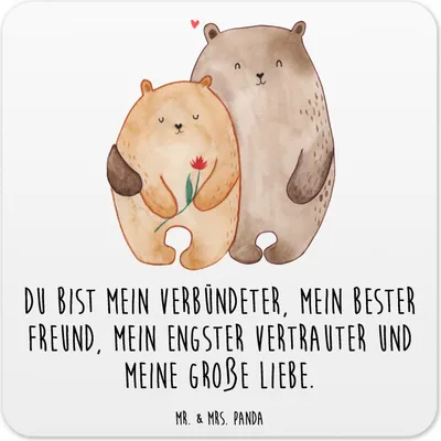 Produktbild von Mr. & Mrs. Panda Tassenuntersetzer Bären Liebe 15er Set - Weiß - Geschenk, Freundin, Coaster, Untersetzer für Gläser, Ehe, Kuscheln, Getränkeuntersetzer, Hochzeitstag