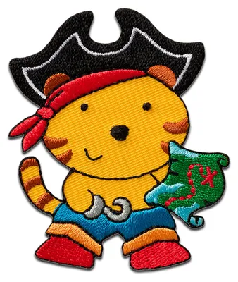 Produktbild von Tiger Pirat Tier - Aufnäher, Bügelbild, Aufbügler, Applikationen, Patches, Flicken, zum aufbügeln, Größe: 6,7 x 5,7 cm