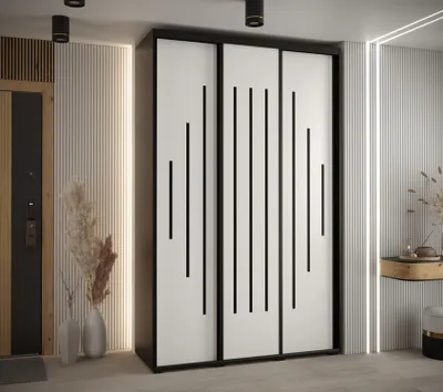 Obrázok produktu pre Šatníková skriňa ASIRI 12 - 150/60 cm, čierna / biela / čierna