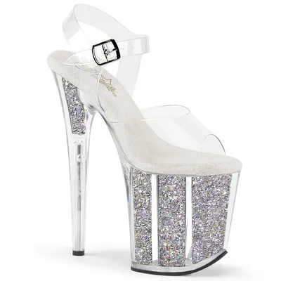 Produktbild von FLAMINGO-808G Damen Sandale von Pleaser, Transparent Silber , EU 35, US 5