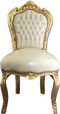 Produktbild von Barock Esszimmerstuhl Creme / Gold mit Bling Bling Glitzersteinen - Limited Edition