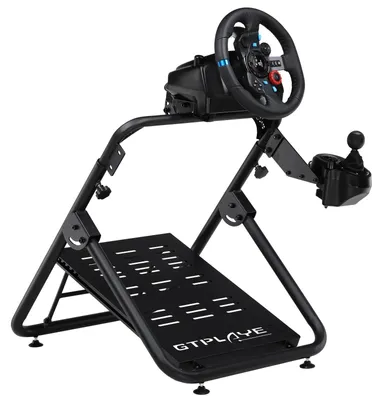 Produktbild von Lenkradständer für Rennsimulator - Modell S05 - Höhenverstellbar - Klappbarer Metallrahmen - Freistehend - Kompatibel mit Logitech G29 G920 T300RS - Schwarz