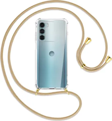 Produktbild von Handykette Backcover-Schutzhülle mit Band (Metall goldfarben) für Motorola Moto G200 5G - caramel