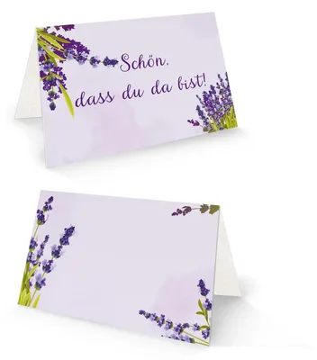 Produktbild von 25 Tischkarten Lavendel Schön dass du da bist 8,5 x 5,5 cm - Platzkarten