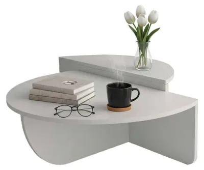 Produktbild von Wohnzimmertisch Dgiarett, Niedriger Wohnzimmertisch, Kaffeeregal, Couchtisch für Sofa, 90x90h35 cm, Weiß