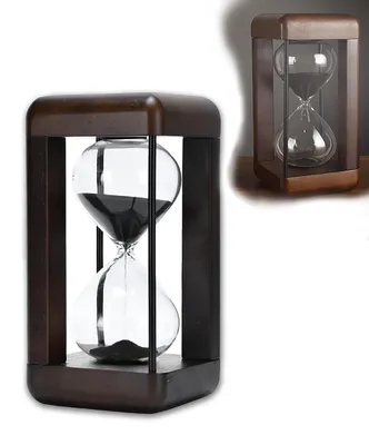 Produktbild von Sanduhr 60 Minuten, große Ausführung, Nussbaumholz, schwarzer Sand, für Zuhause und Büro