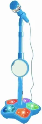 Image de Microphone pour enfants, lumières intégrées, plastique, léger, pour enfants, avec support, bleu
