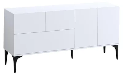 Image de Console en bois MDF mélaminé blanc et noir - 150 x 75 x 35 cm
