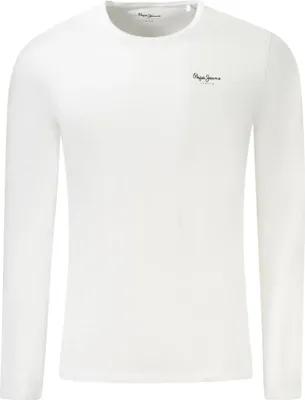 Produktbild von Weißes Herren Langarmshirt: Slim Fit, Logo-Print, Nachhaltig