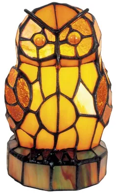 Produktbild von Casa Padrino Tiffany Tischleuchte Eule, Dekoleuchte aus buntem Tiffany Glas, Ø 16 x H. 18 cm