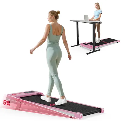 Produktbild von Laufband Klappbar Ohne Haltegriff, Walking Pad für Homeoffice, Unter Schreibtisch Laufband, 2,5 HP Motor,1-6 km/h, LED Display, 120 kg Tragkraft, Rosa