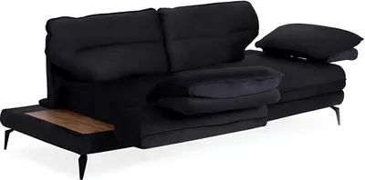 Immagine prodotto di Divano multifunzionale in velluto nero a tre posti, tessuto d'arredo di design