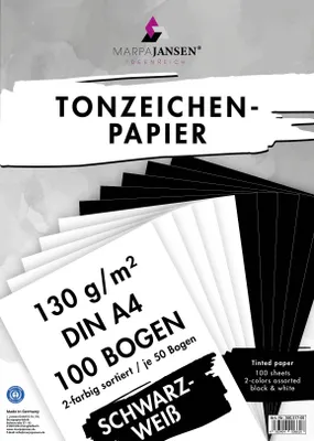 Produktbild von Tonpapier-Sortierung "Schwarz-Weiß", A4, 100 Blatt