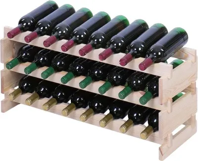 Produktbild von Weinregal VINOTECA FLEX PRO | HxBxT 37x84x28cm | 24 Flaschen auf 3 Ebenen | Massives Kiefernholz | Natur unbehandelt