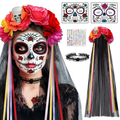 Zdjęcie produktu dla Opaska do włosów na Halloween z motywem Dnia Zmarłych