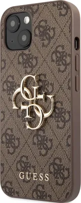 Produktbild von Guess Polyurethan4G Metal Logo Case für iPhone 13 Braun Schutzhülle
