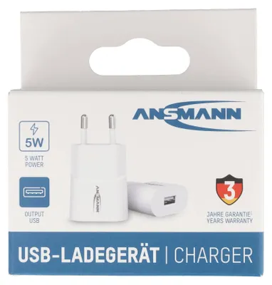 Immagine prodotto di Caricabatterie USB Ansmann HC105, 5 W, ideale per smartphone e tablet, bianco