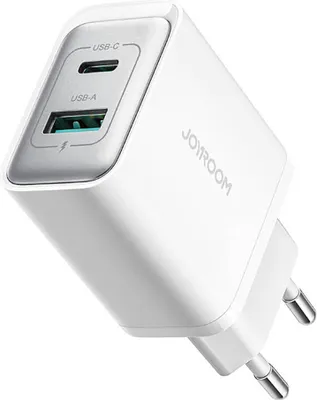 Zdjęcie produktu dla Ładowarka ścienna Joyroom Dual Port USB-C + USB-A, 30 W - biała