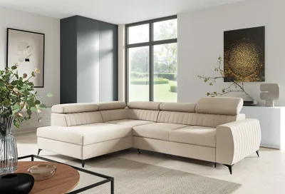 Produktbild von Ecksofa Schlafsofa Sofa TORONTO Stoff Element Creme Ottomane Links